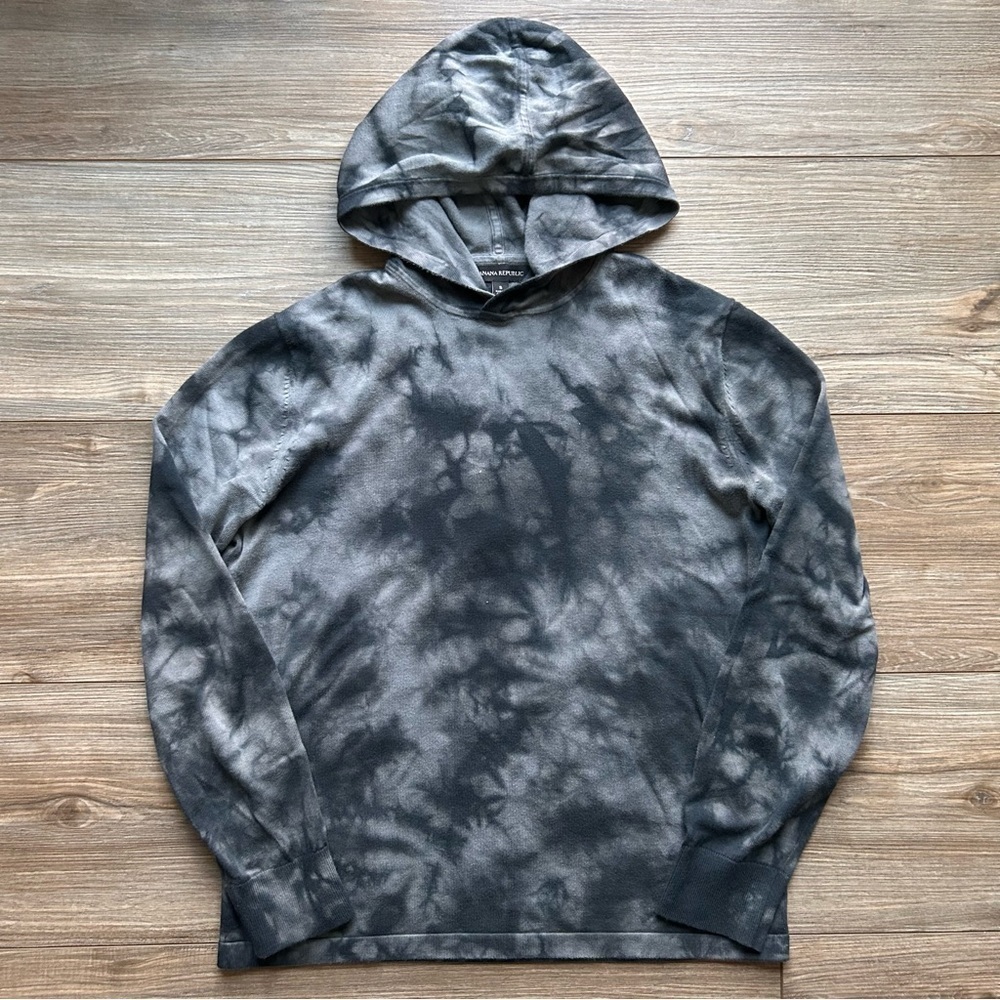 Banana Republic | Cotton Jersey Hoodie in Grey Tie Dye (Small)